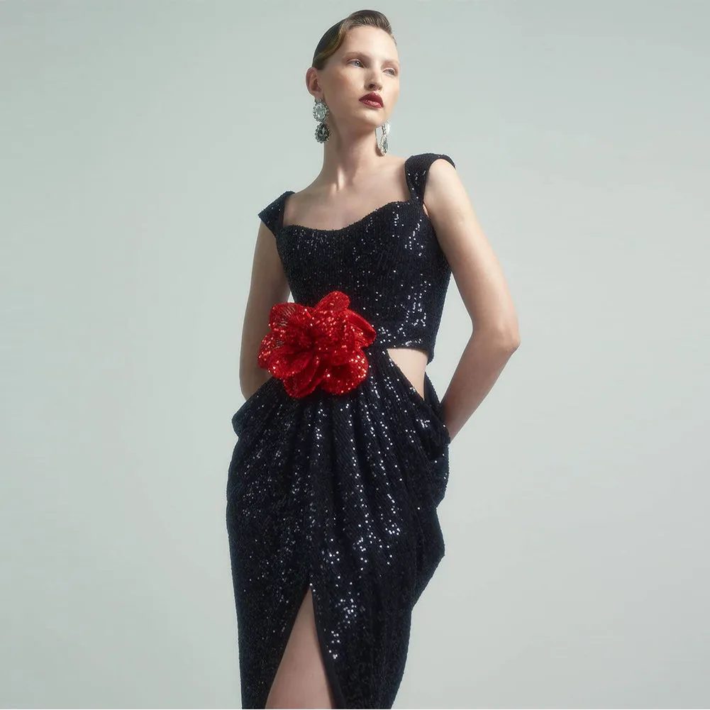 Strappy Sleeveless Frill Maxi Dress KLYF1317