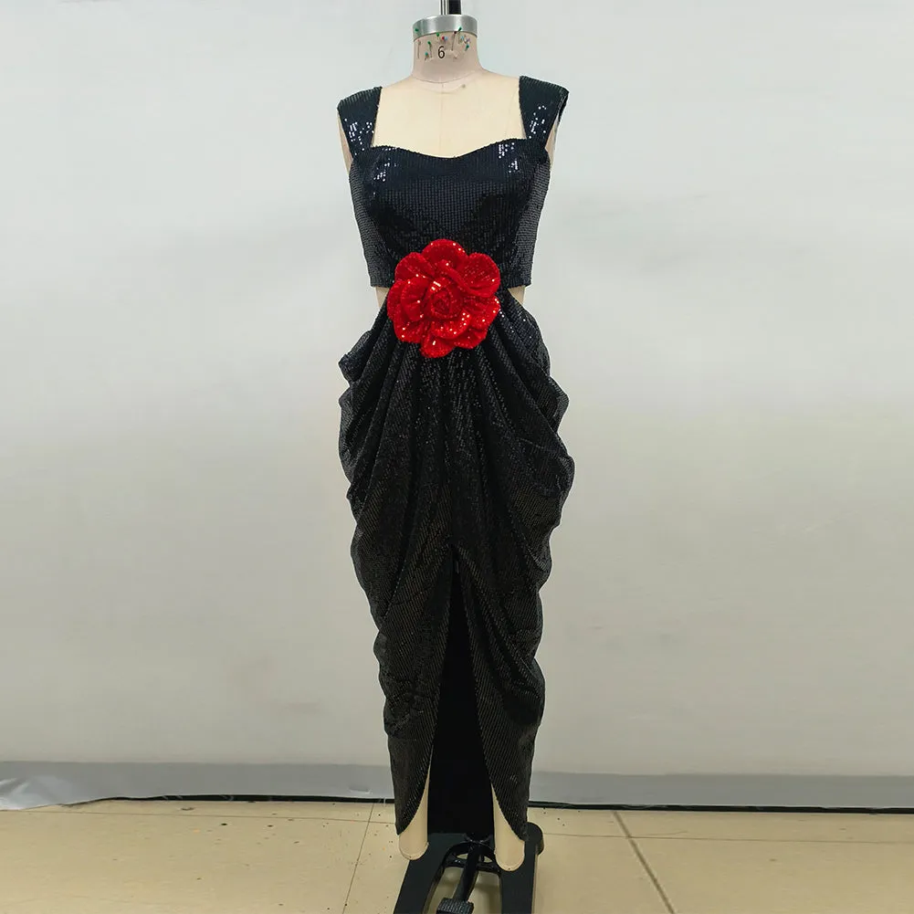 Strappy Sleeveless Frill Maxi Dress KLYF1317
