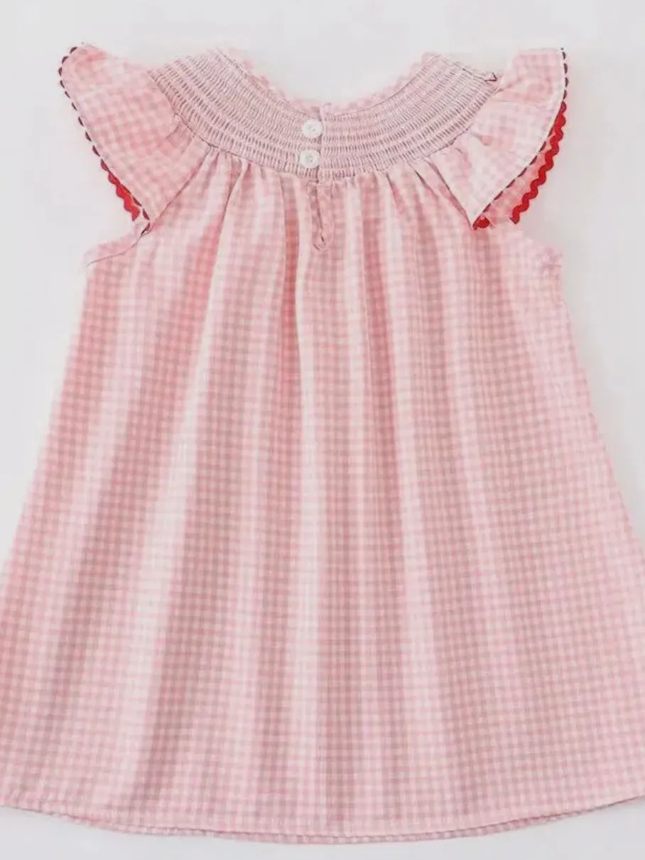 Strawberry Smocked Dress: Pale Pink Mix
