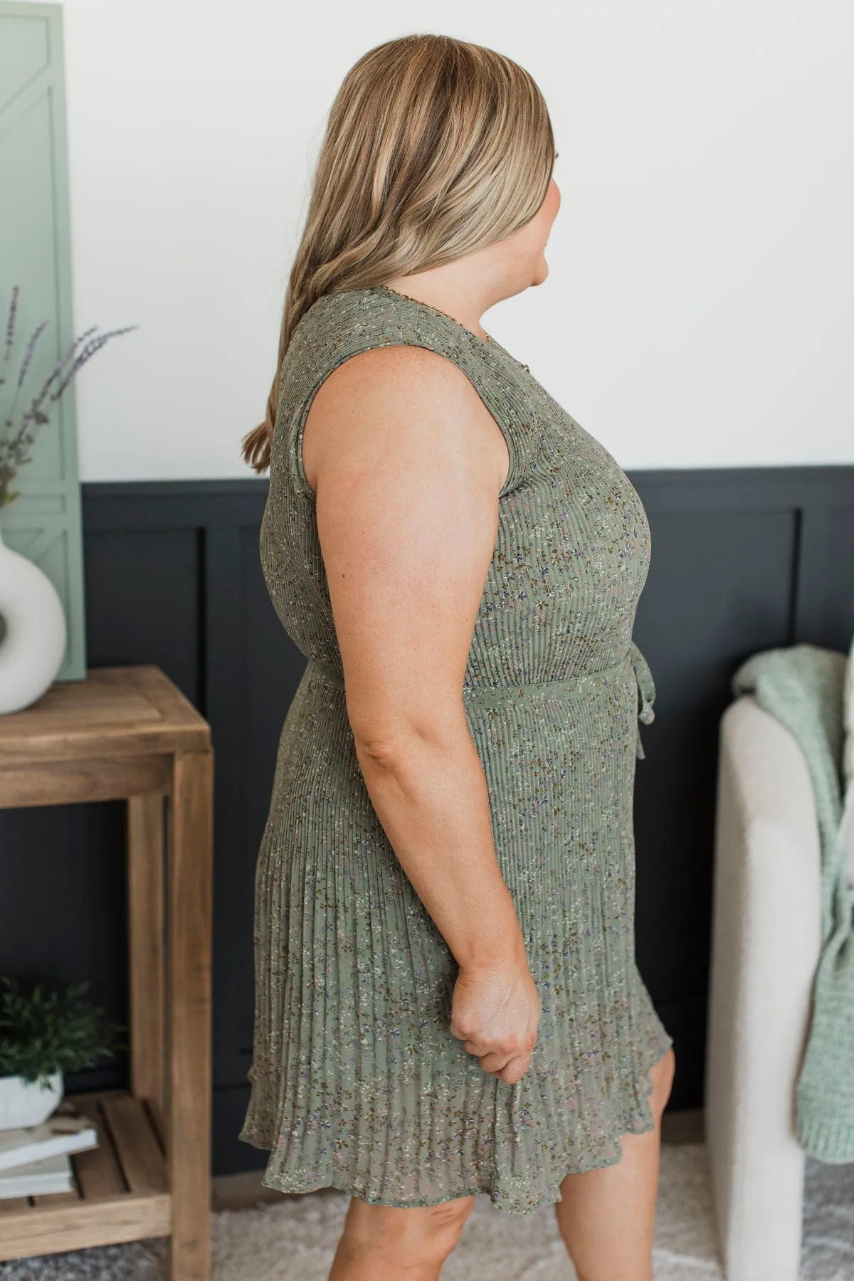 Stroll Through Memories Floral Dress- Dark Sage