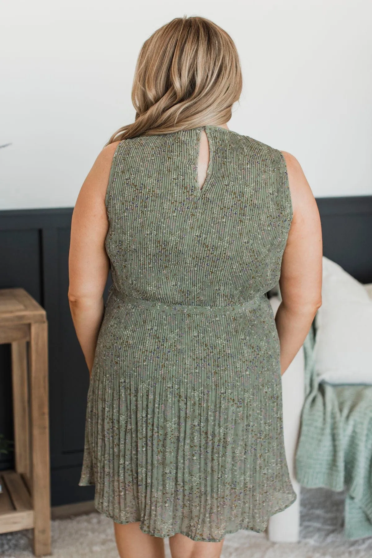 Stroll Through Memories Floral Dress- Dark Sage