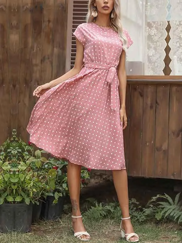 Stunncal Polka Dot Pleated Dress