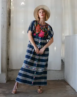 Stunning Needlepoint Embroidered Plaid Maxi