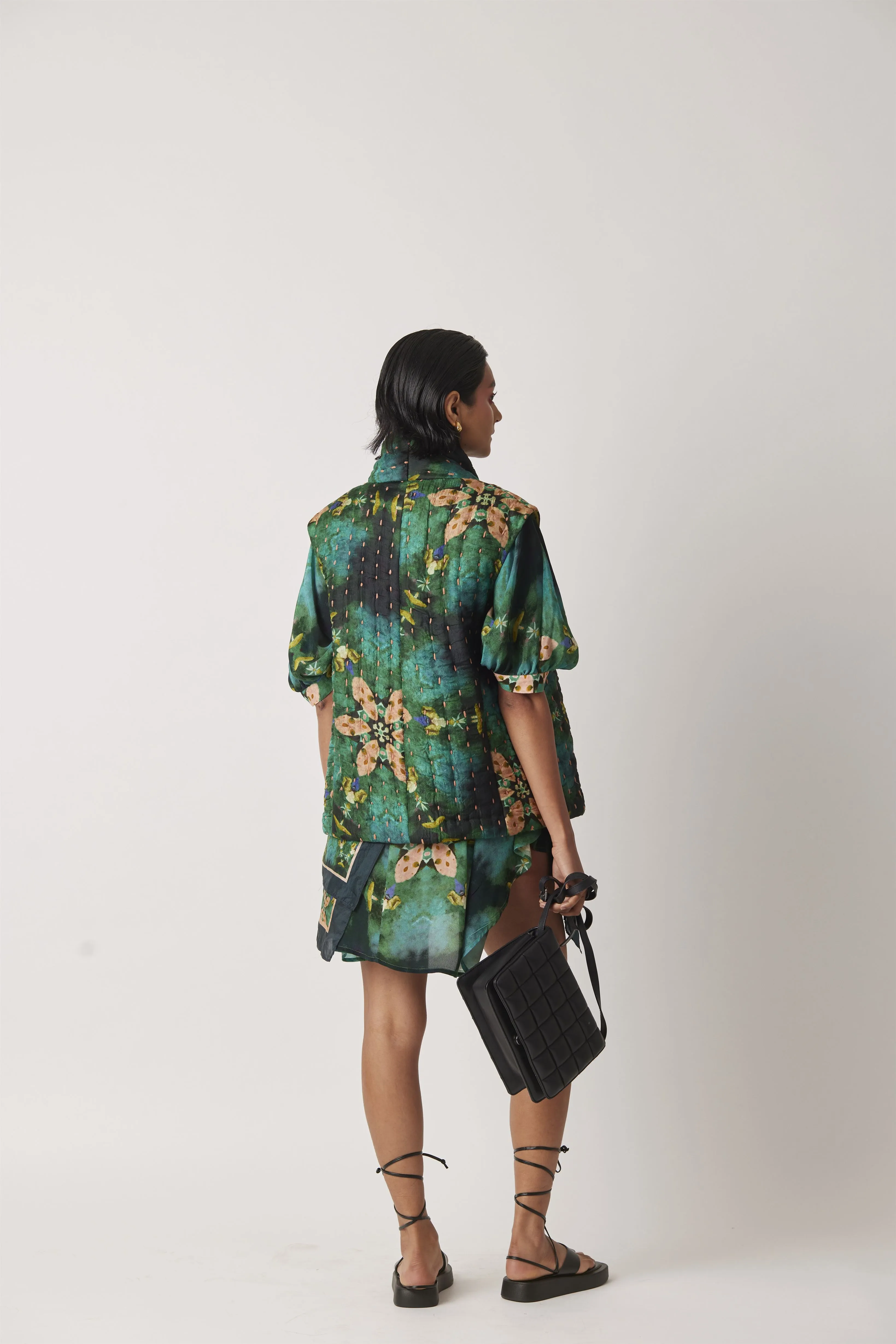 Summer Jacket Silk Structured Kantha Quilting-Kaleidoscope-Fashion Edit-Yc14Kl-03 Yc14Kl-03-Yavi