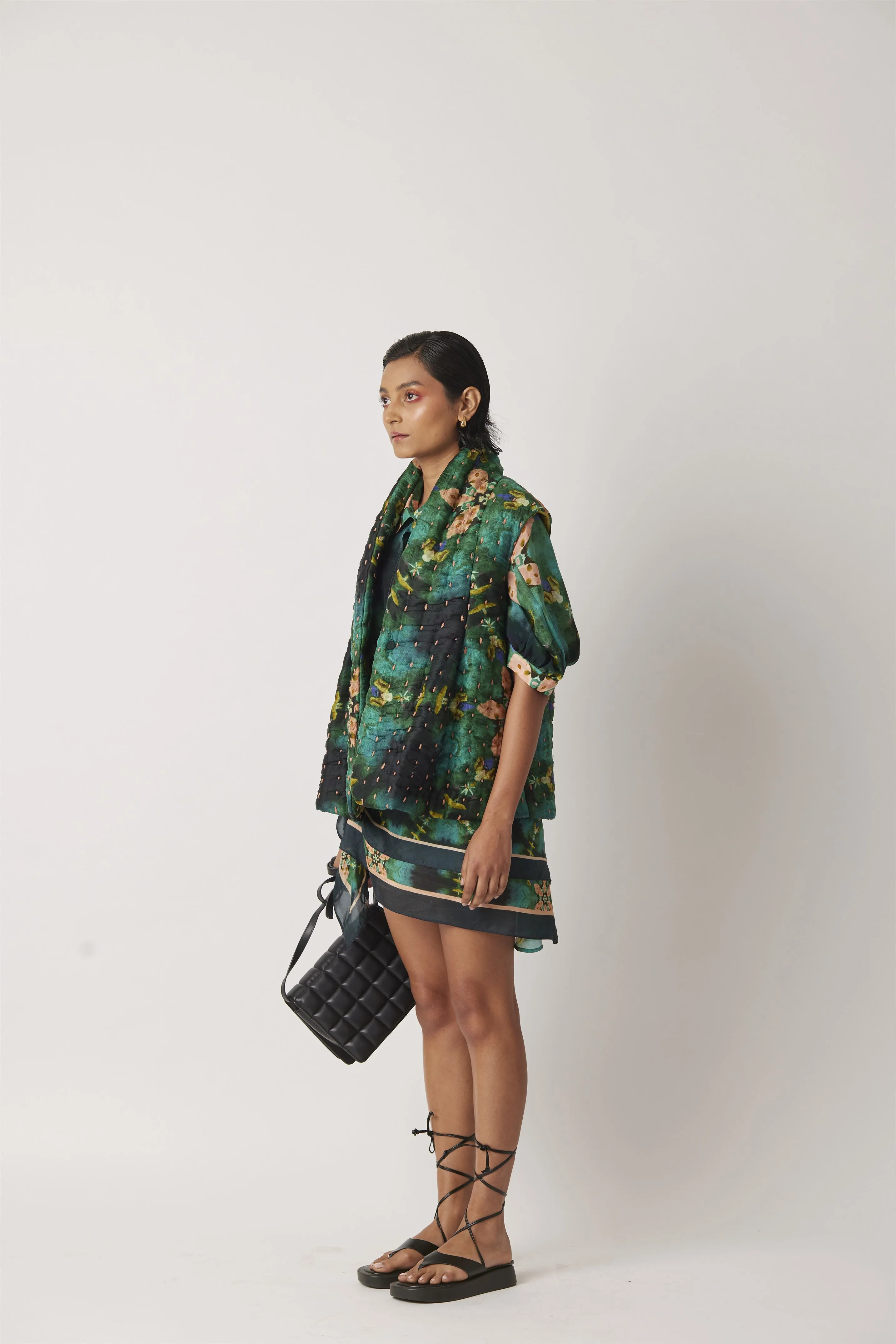 Summer Jacket Silk Structured Kantha Quilting-Kaleidoscope-Fashion Edit-Yc14Kl-03 Yc14Kl-03-Yavi