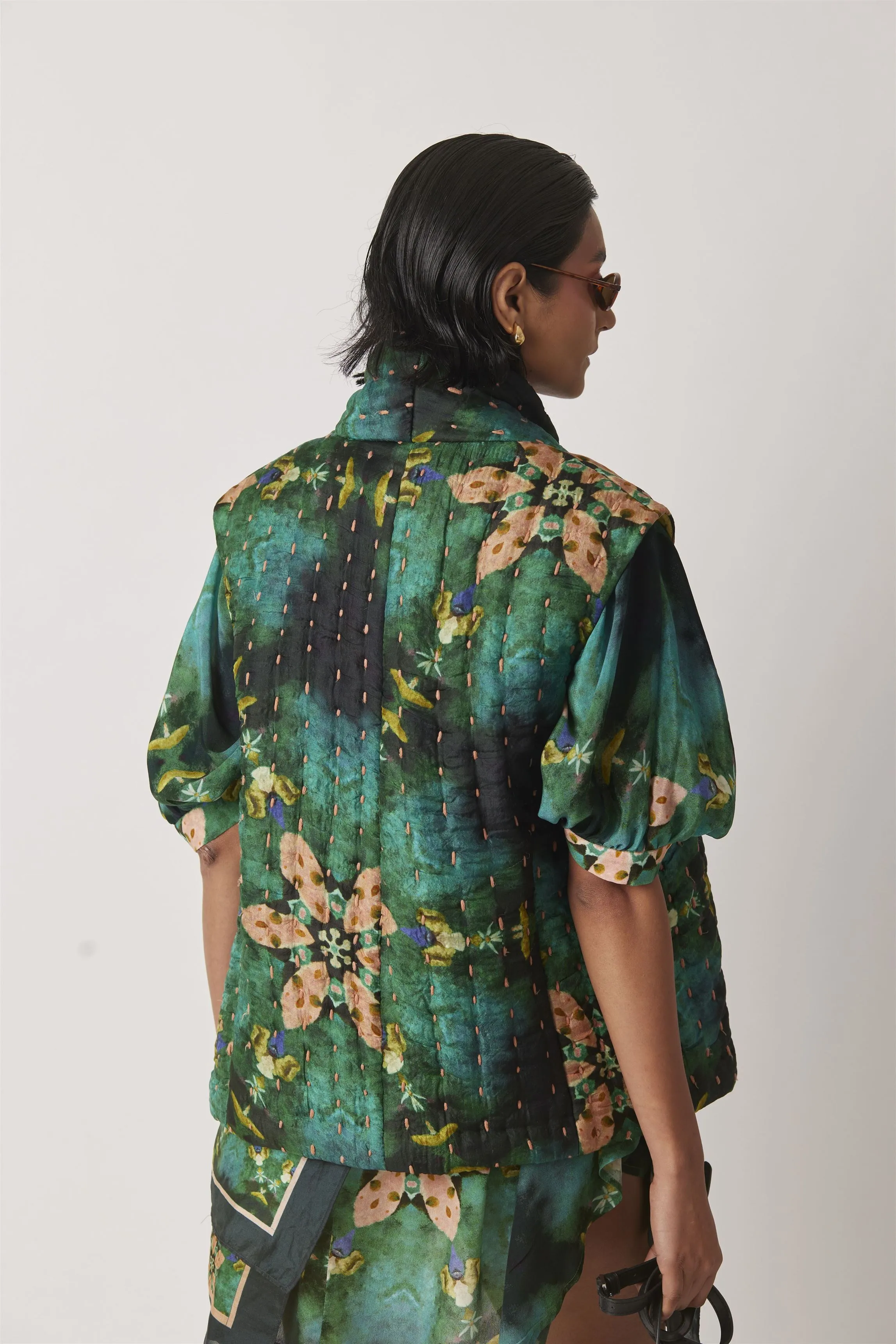 Summer Jacket Silk Structured Kantha Quilting-Kaleidoscope-Fashion Edit-Yc14Kl-03 Yc14Kl-03-Yavi