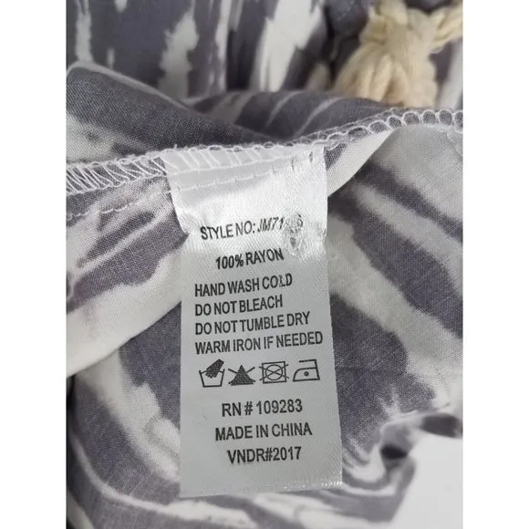 Surf Gypsy Women's Sz. S Tie Dye Grey &amp; White Ruffle Wrap Dress W/ Rope Tie