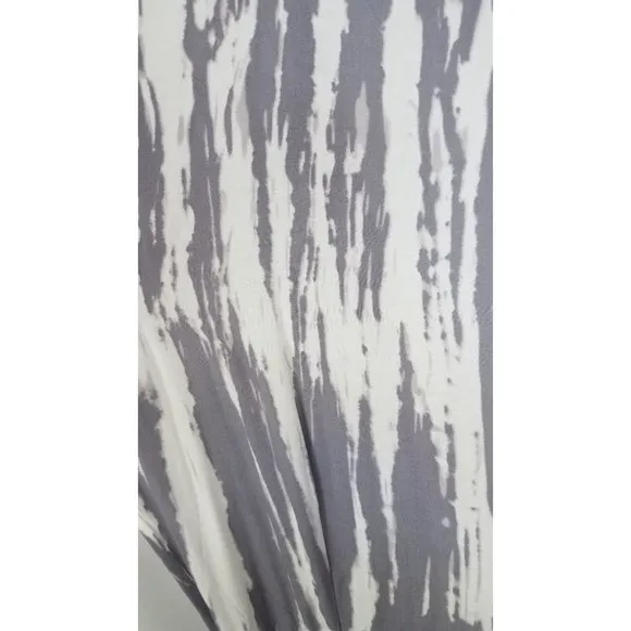 Surf Gypsy Women's Sz. S Tie Dye Grey &amp; White Ruffle Wrap Dress W/ Rope Tie