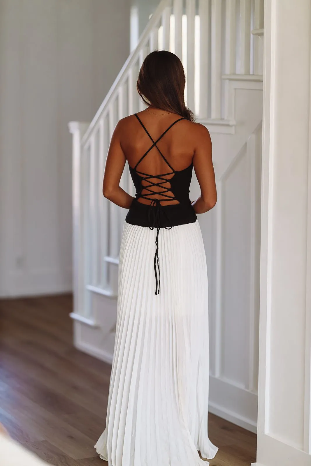 Sweetest Memories Maxi Dress - Ivory and Black