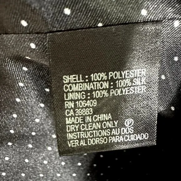 Tahari Arthur Levine Black Suit Jacket / Blazer 100% Silk Ruffle Detail Size 14