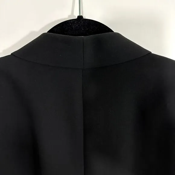 Tahari Arthur Levine Black Suit Jacket / Blazer 100% Silk Ruffle Detail Size 14