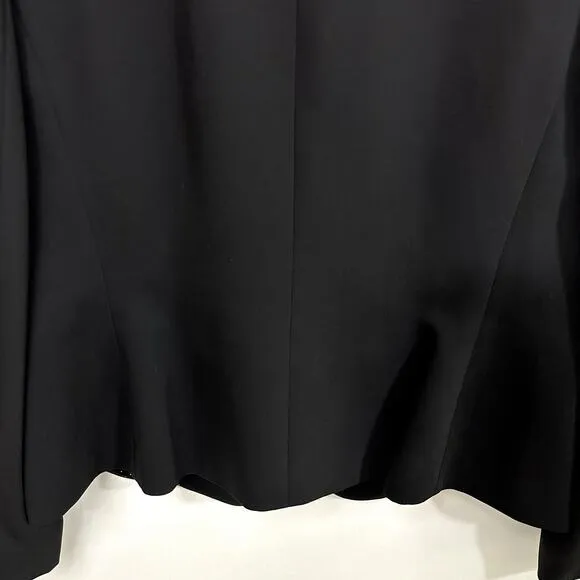Tahari Arthur Levine Black Suit Jacket / Blazer 100% Silk Ruffle Detail Size 14