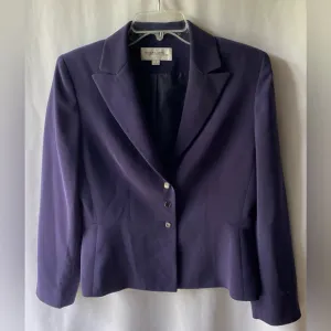 Tahari Arthur Levine Blazer Violet Snap Front Suit Jacket Lined Career M