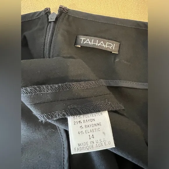 Tahari Pencil Skirt Double Zipper Back Black 14