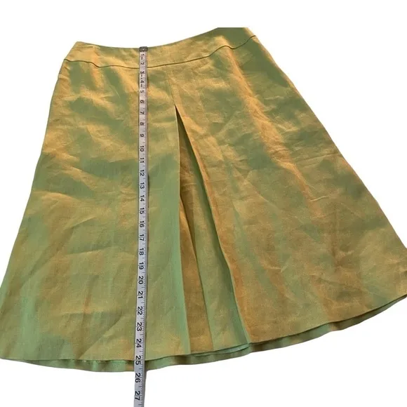 Talbots 2 Piece Suit Green 100% Irish Linen Skirt &amp; 4 Button Blazer Size 8 Lined
