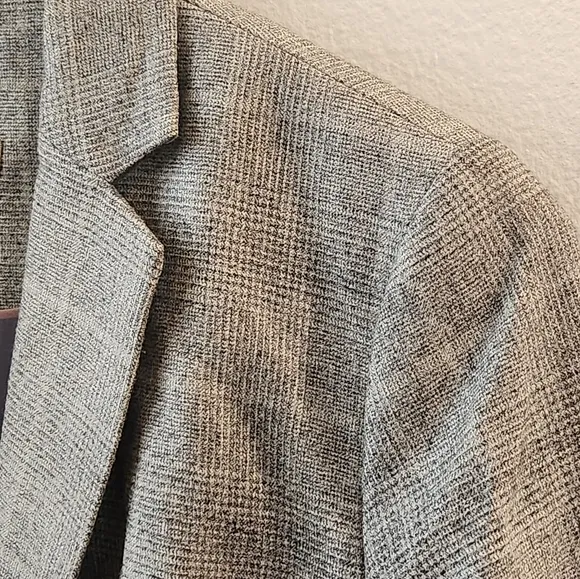 Talbots Peplum Italian Wool Blend Blazer Suit Jacket Gray Glen Plaid Size 8