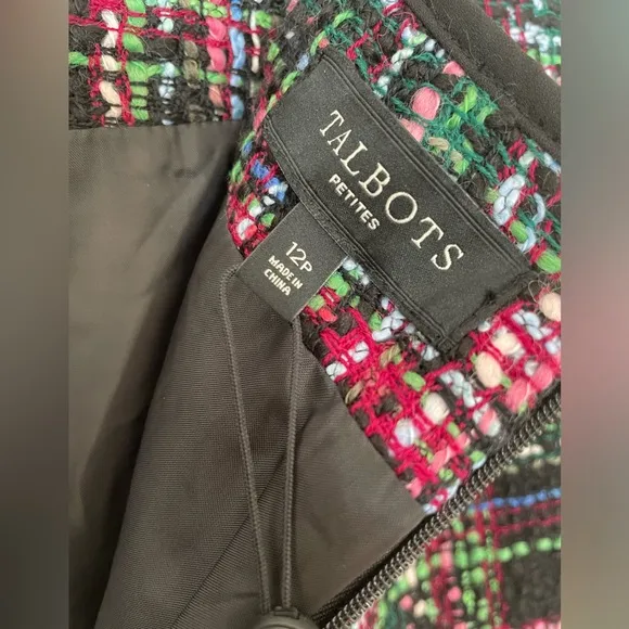 Talbots Petite Multicolored Wool Tweed Pencil Skirt Size 12P NWT
