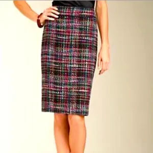 Talbots Petite Multicolored Wool Tweed Pencil Skirt Size 12P NWT