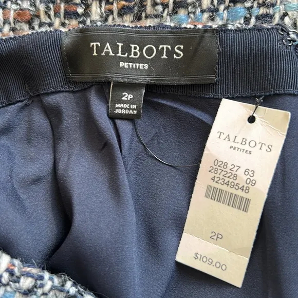 Talbots Tweed Multicolored Pencil Skirt Sz 2P NWT