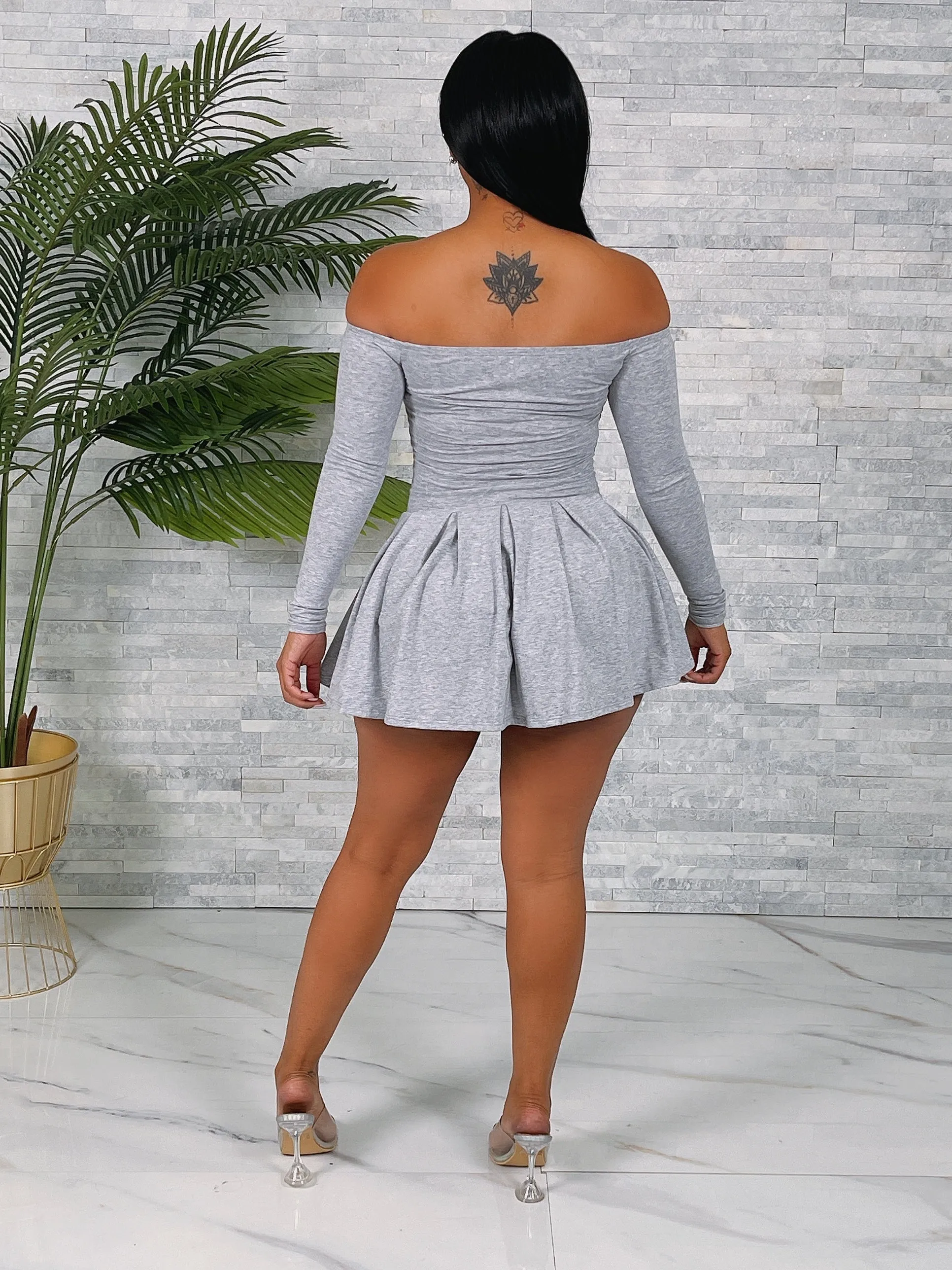 TD6298H - LONG SLEEVE PLEATED DRESS (2PCS)