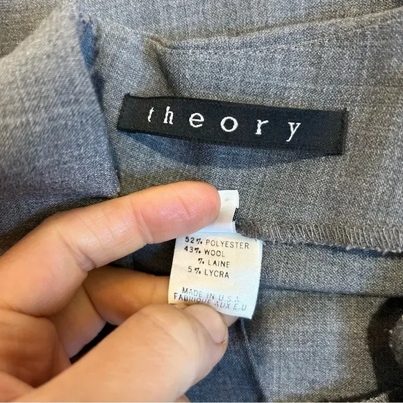 Theory Wool Blend Pencil Skirt Size 2 Light Gray Classic Workwear