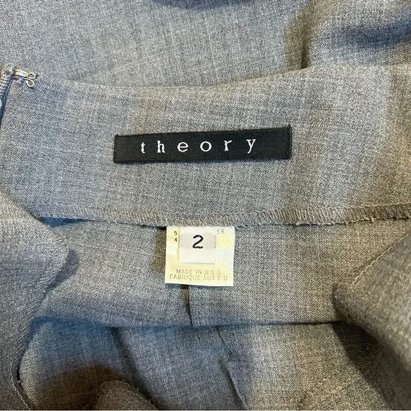 Theory Wool Blend Pencil Skirt Size 2 Light Gray Classic Workwear