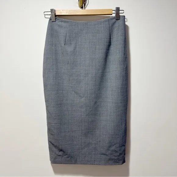 Theory Wool Blend Pencil Skirt Size 2 Light Gray Classic Workwear