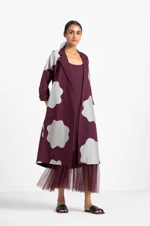 THREE   -   Slip Dress (With Net Ruffle Hem) Applique Jacket Coord