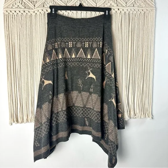 Thursday Island Wool Alpaca Blend Asymmetrical Knit Skirt Size Medium