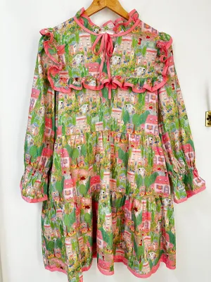 Tiered Floral Mini Dress {Pink}