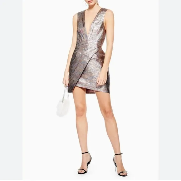 TOPSHOP Rainbow Metallic Cocktail dress NWT
