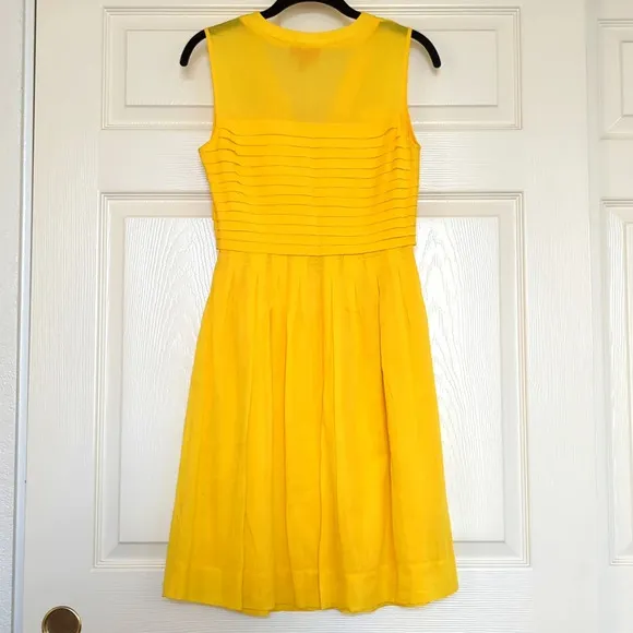 Tory Burch Isobel V Neck Cotton Silk Summer Sun Dress Limoncello Yellow