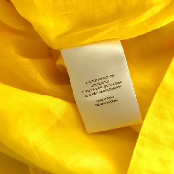 Tory Burch Isobel V Neck Cotton Silk Summer Sun Dress Limoncello Yellow