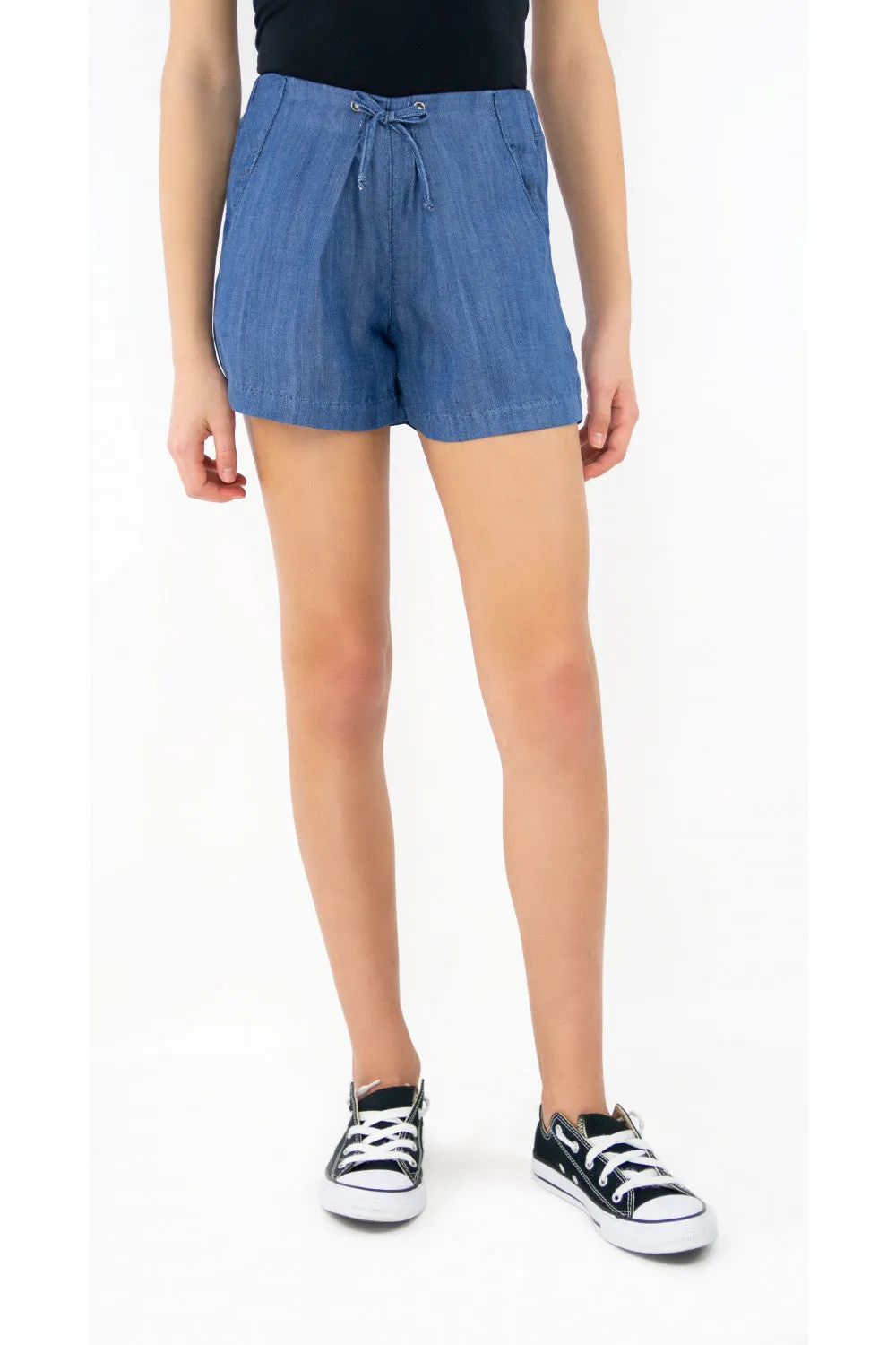 Tractr Girls Pleated Chambray Short (7-14)