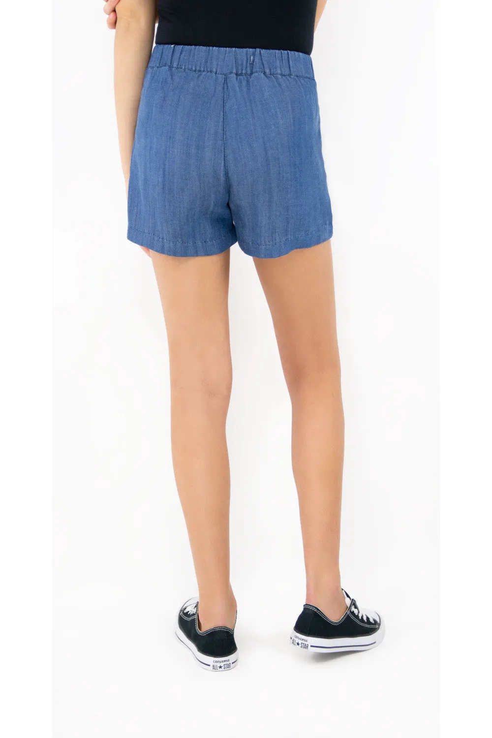 Tractr Girls Pleated Chambray Short (7-14)