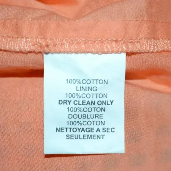 Trina Turk Orange Peach Coral Lined Eyelet Pointelle Cotton Pencil Midi Skirt 10