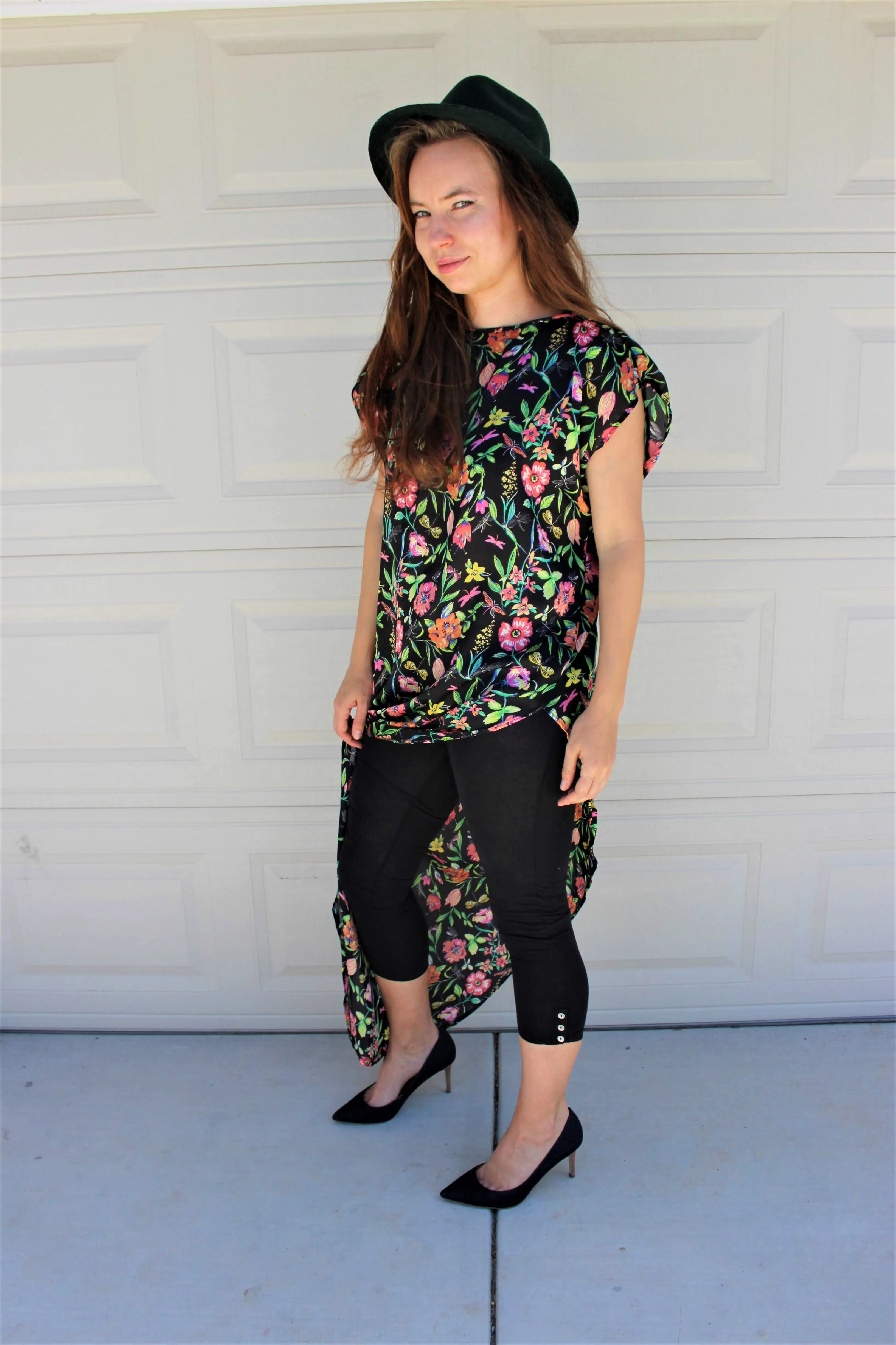 Tropical Floral Print Asymmetrical Top & Maxi Skirt Set