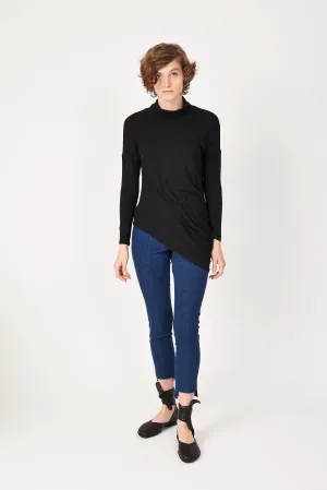 Turtleneck L/S Curve Top | Black Bamboo