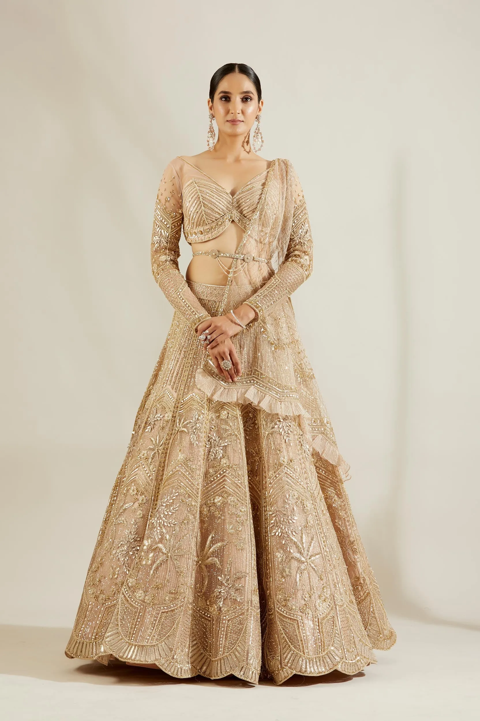 Tuscany gold tree pearl embroidered lehenga