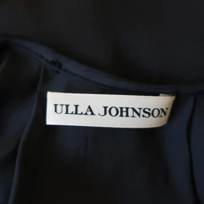 Ulla Johnson Blouse Annelise Black Matte Satin Size 2 Cap Sleeve Top