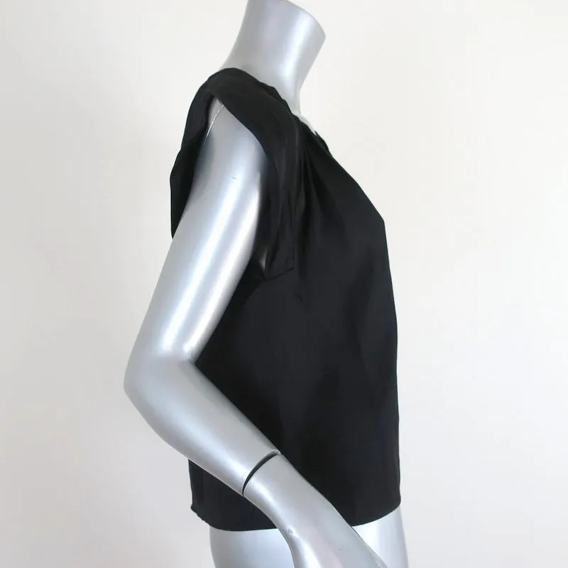 Ulla Johnson Blouse Annelise Black Matte Satin Size 2 Cap Sleeve Top