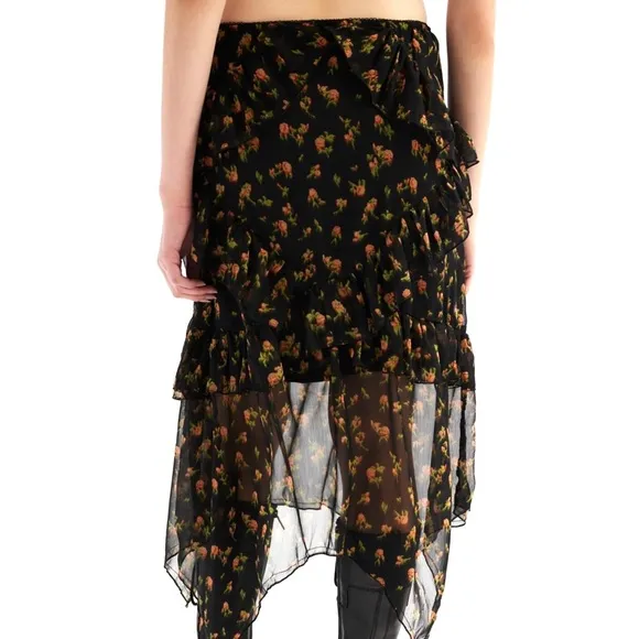 UO Tuli Ruffle Midi Skirt