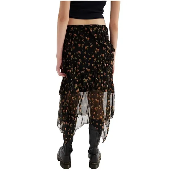 UO Tuli Ruffle Midi Skirt