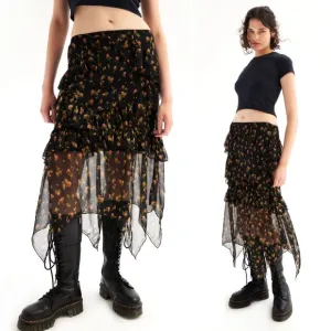 UO Tuli Ruffle Midi Skirt