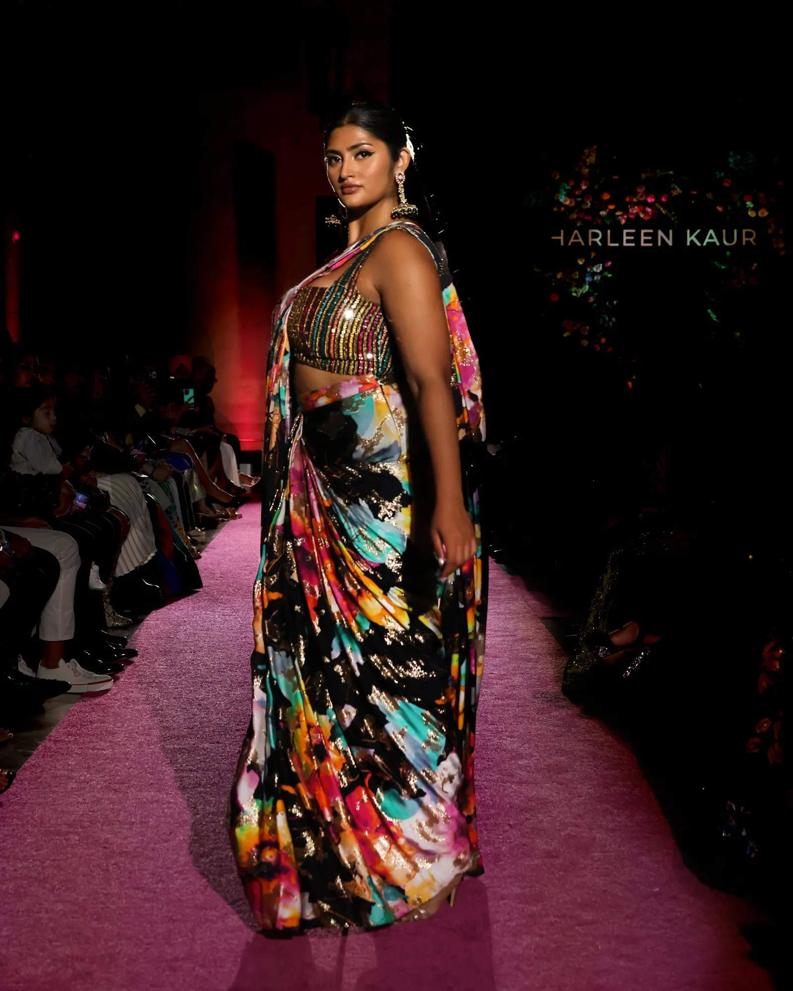 VANI Floral Metallic Pre-Stitched Saree