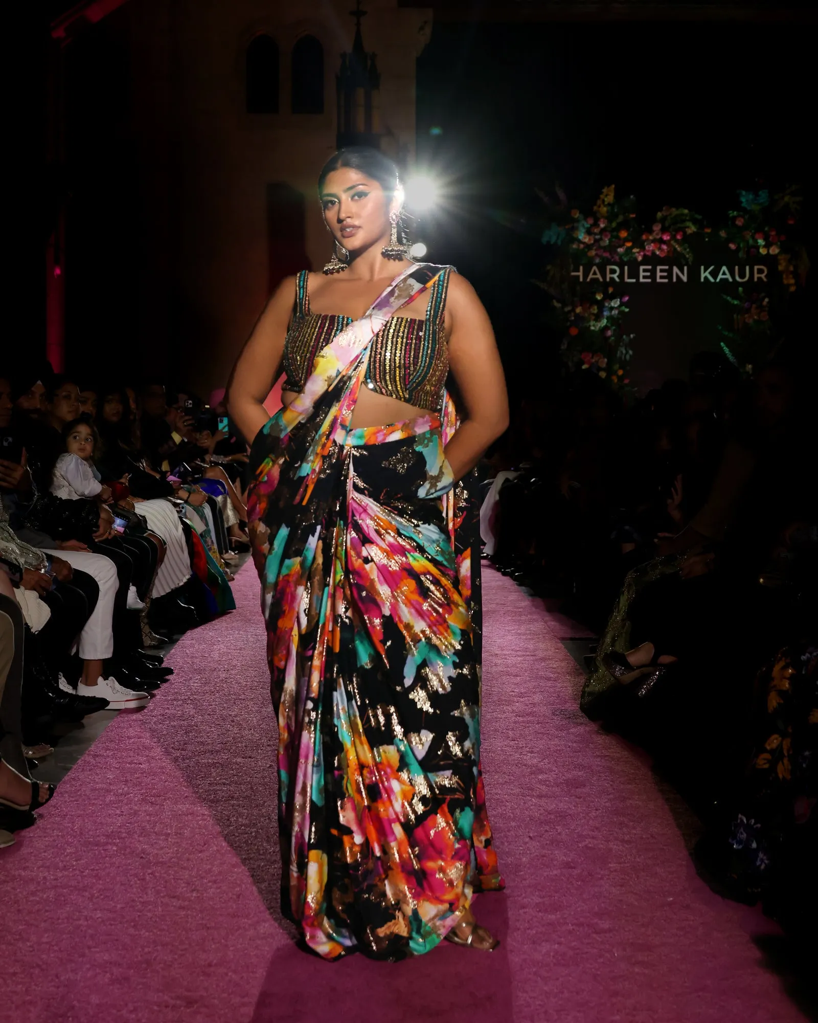 VANI Floral Metallic Pre-Stitched Saree