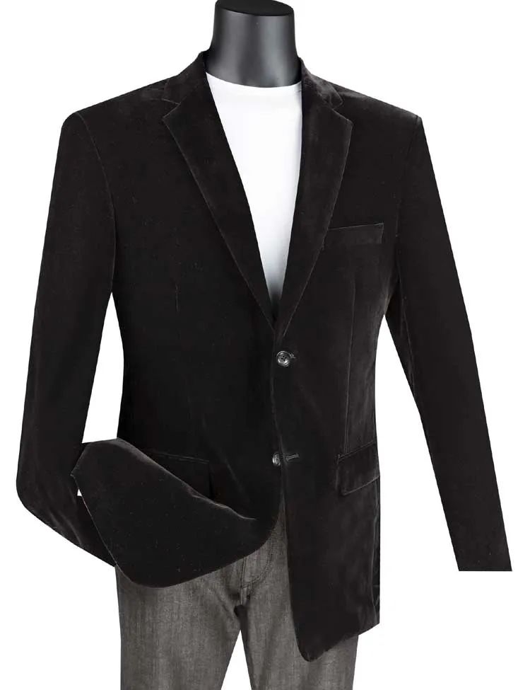 Velvet Regular Fit Fashion Jacket (Black) B-27