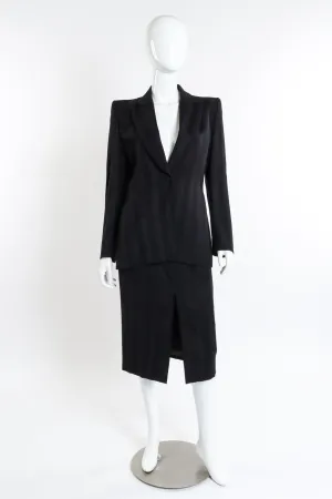 Vented Wool Stripe Blazer & Skirt Suit