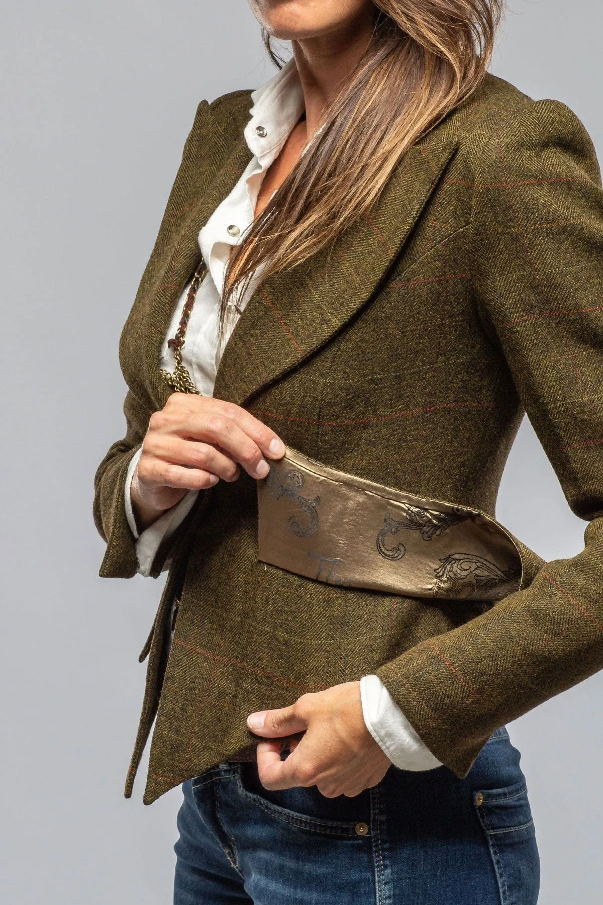 Verdi Cropped Jacket In Herringbone Tweed
