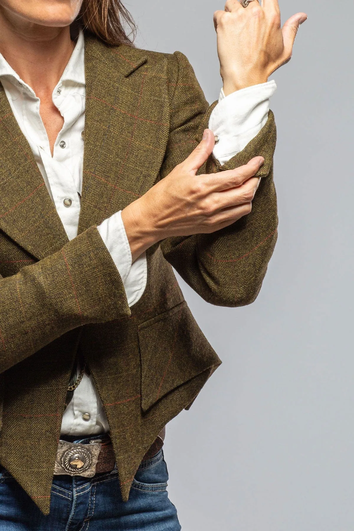Verdi Cropped Jacket In Herringbone Tweed